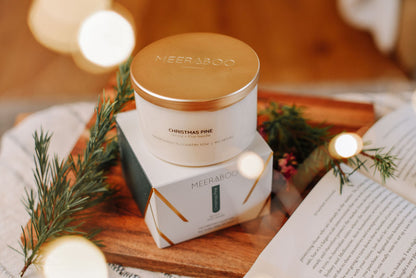 Bougie de Noël en cire de soja avec couvercle doré