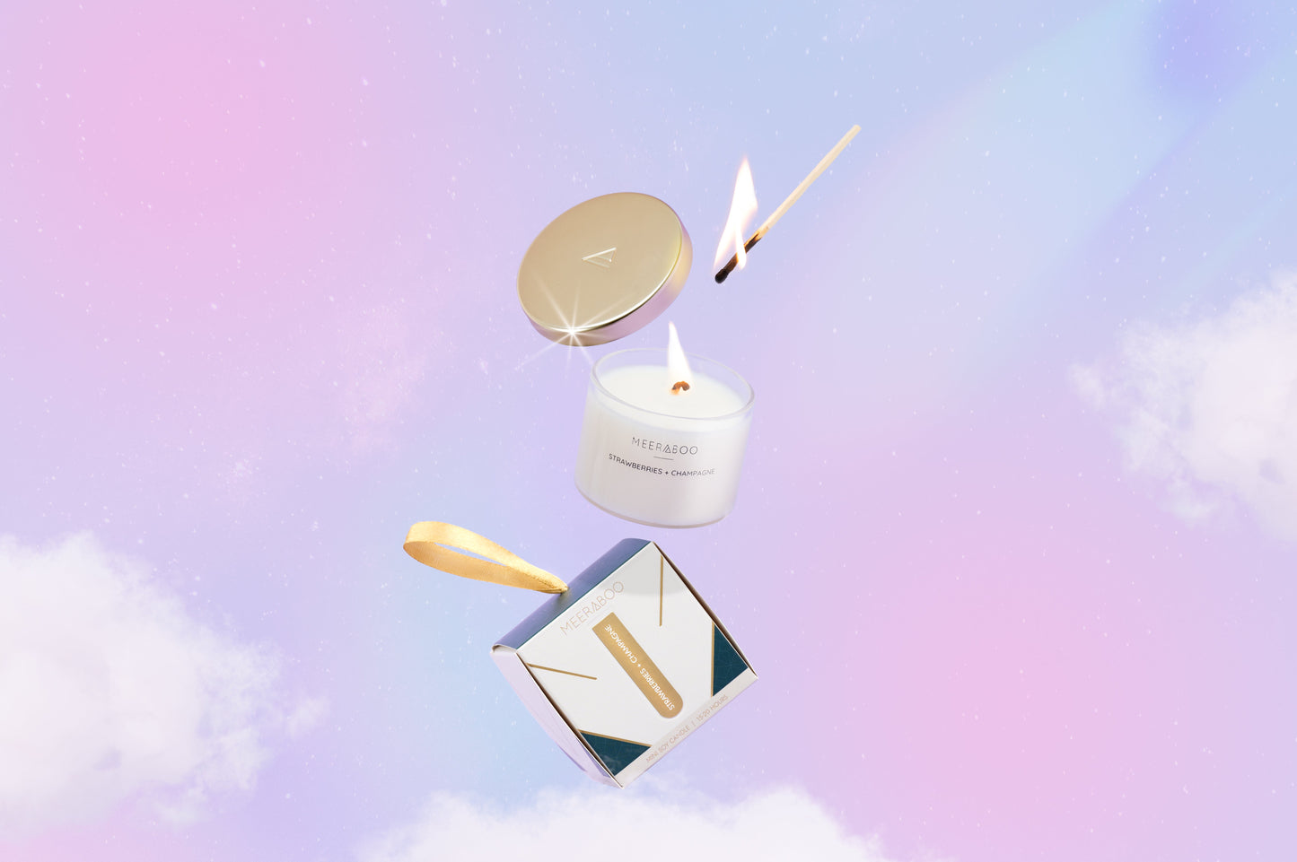 Mini bougie à la cire de soja avec couvercle doré Boule de Noël