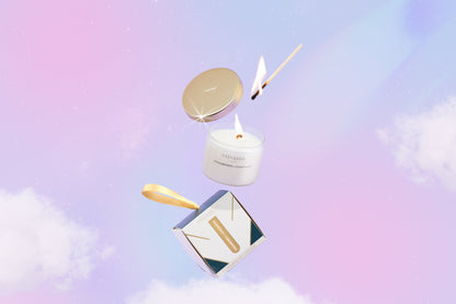 Mini bougie à la cire de soja avec couvercle doré Boule de Noël