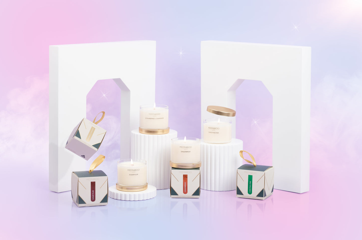 Mini bougie à la cire de soja avec couvercle doré Boule de Noël