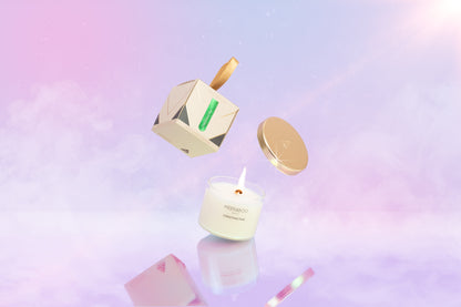 Mini bougie à la cire de soja avec couvercle doré Boule de Noël