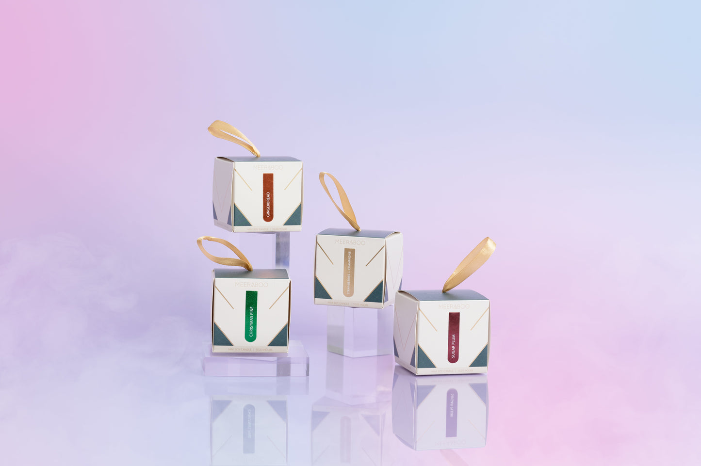 Mini bougie à la cire de soja avec couvercle doré Boule de Noël